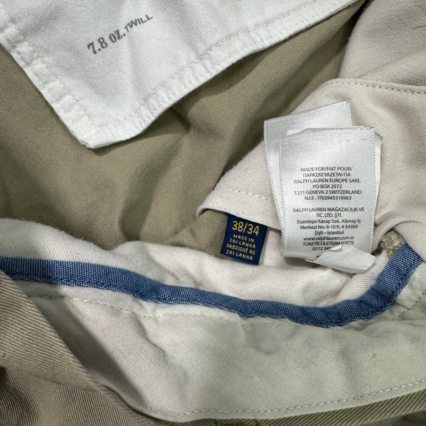 Polo Ralph Lauren Classic Fit Chino Mens 38x34 Khaki Tan Cotton Twill Pants
