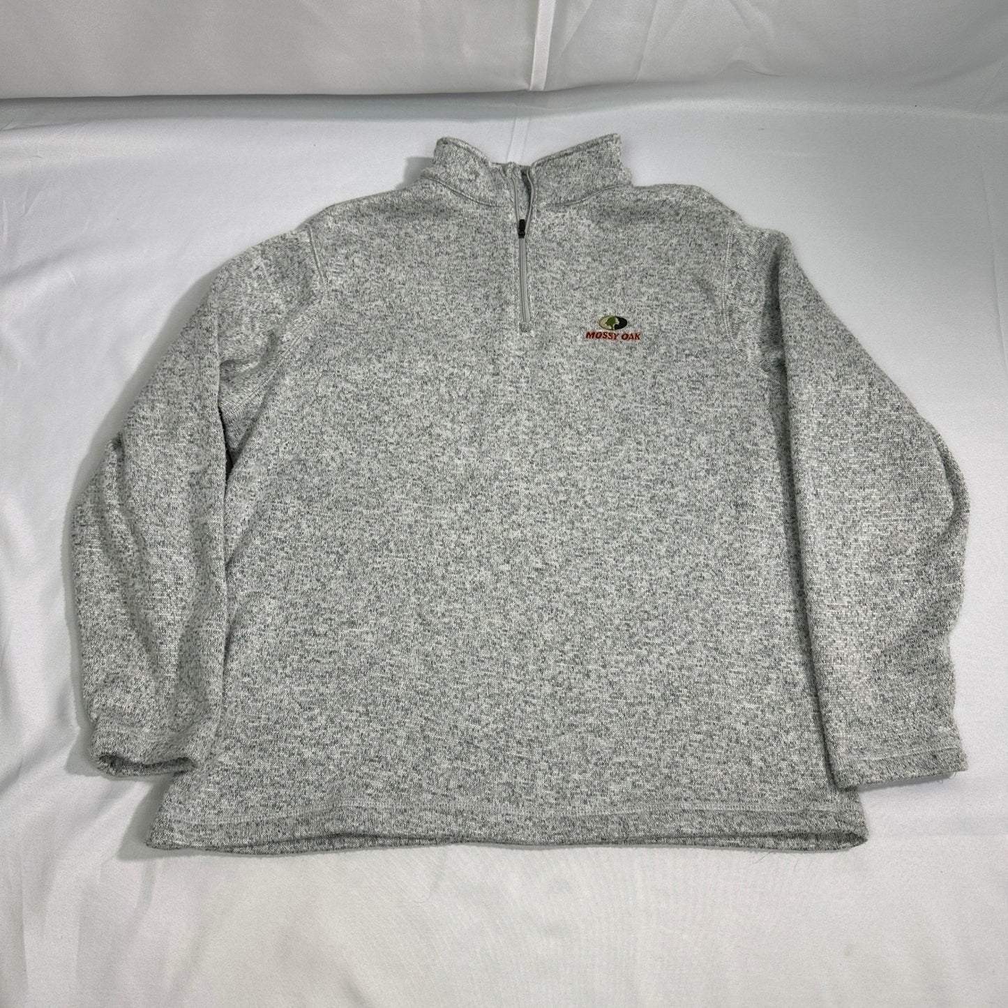 Mossy Oak Mens XL Quarter Zip Sweater Fleece Pullover Grey Heather Outdoor