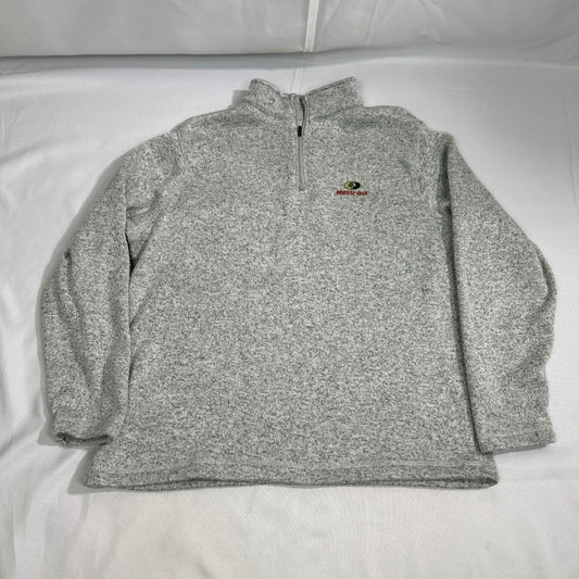 Mossy Oak Mens XL Quarter Zip Sweater Fleece Pullover Grey Heather Outdoor