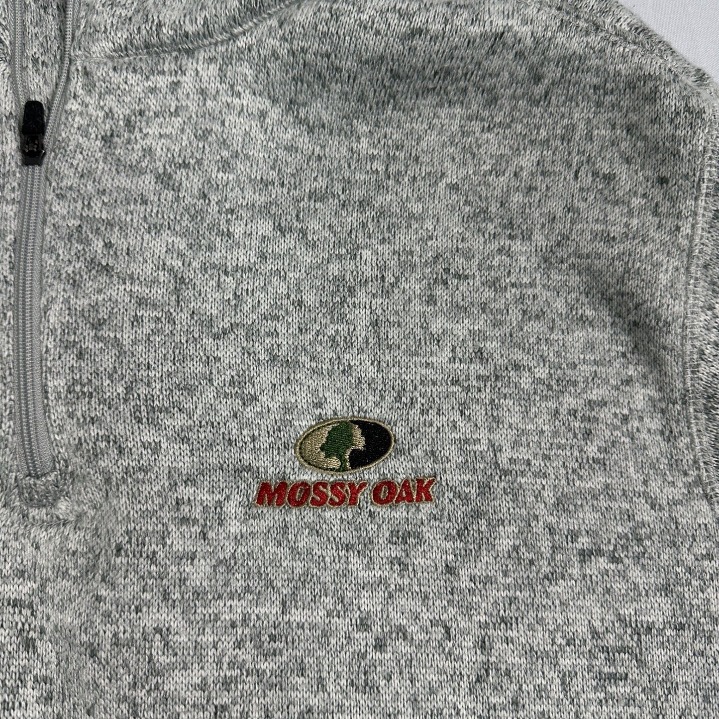 Mossy Oak Mens XL Quarter Zip Sweater Fleece Pullover Grey Heather Outdoor