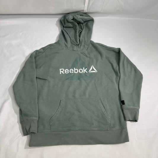 Reebok Pullover Hoodie Mens M Green Delta Logo Sweatshirt Athletic Streetwear