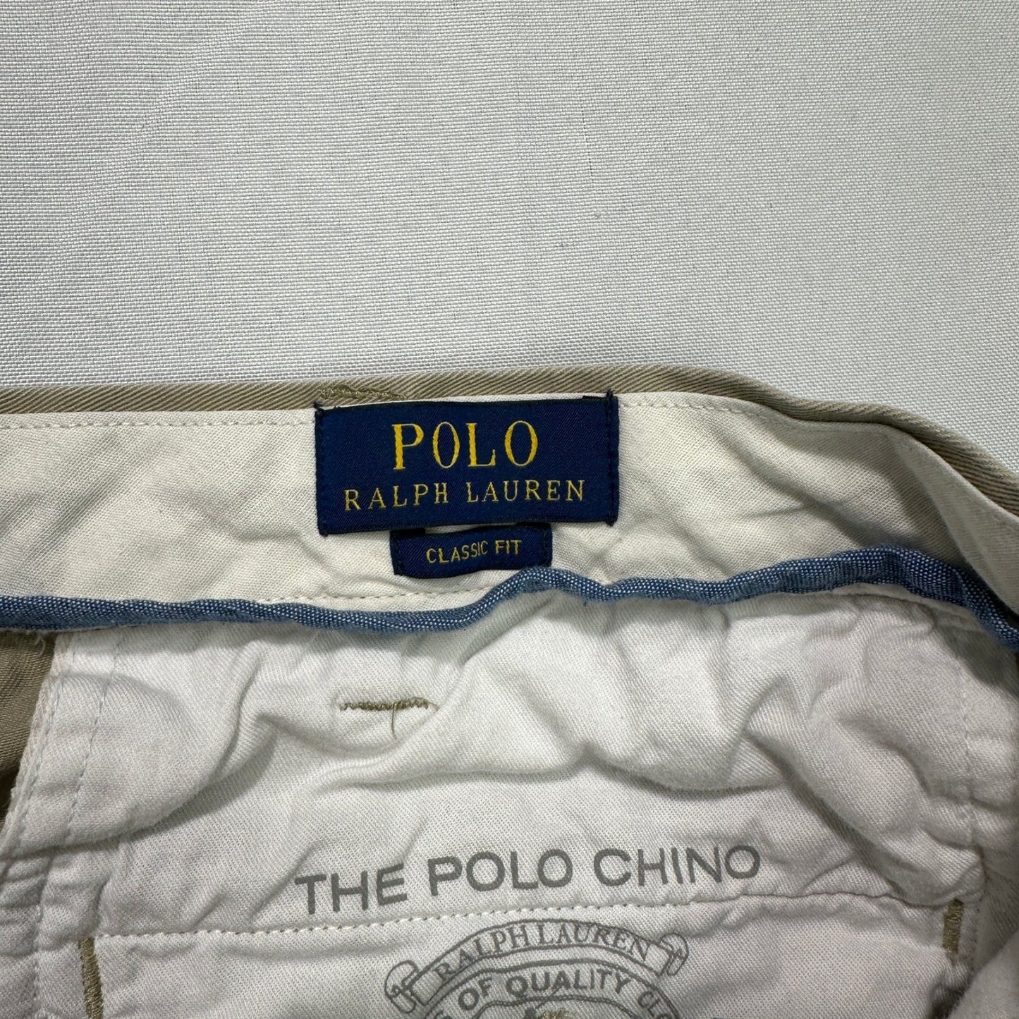 Polo Ralph Lauren Classic Fit Chino Mens 38x34 Khaki Tan Cotton Twill Pants