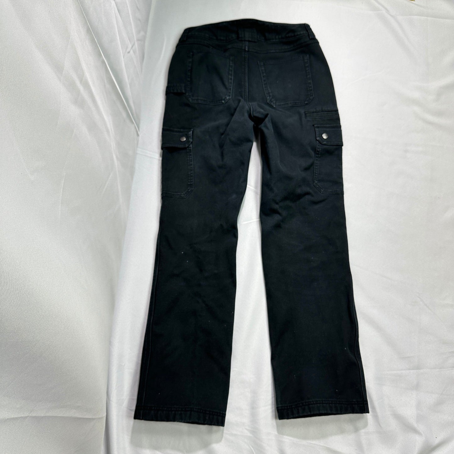 Duluth Trading Co Womens 8x33 Black Fleece Lined Cargo Pants Stretch Bootcut