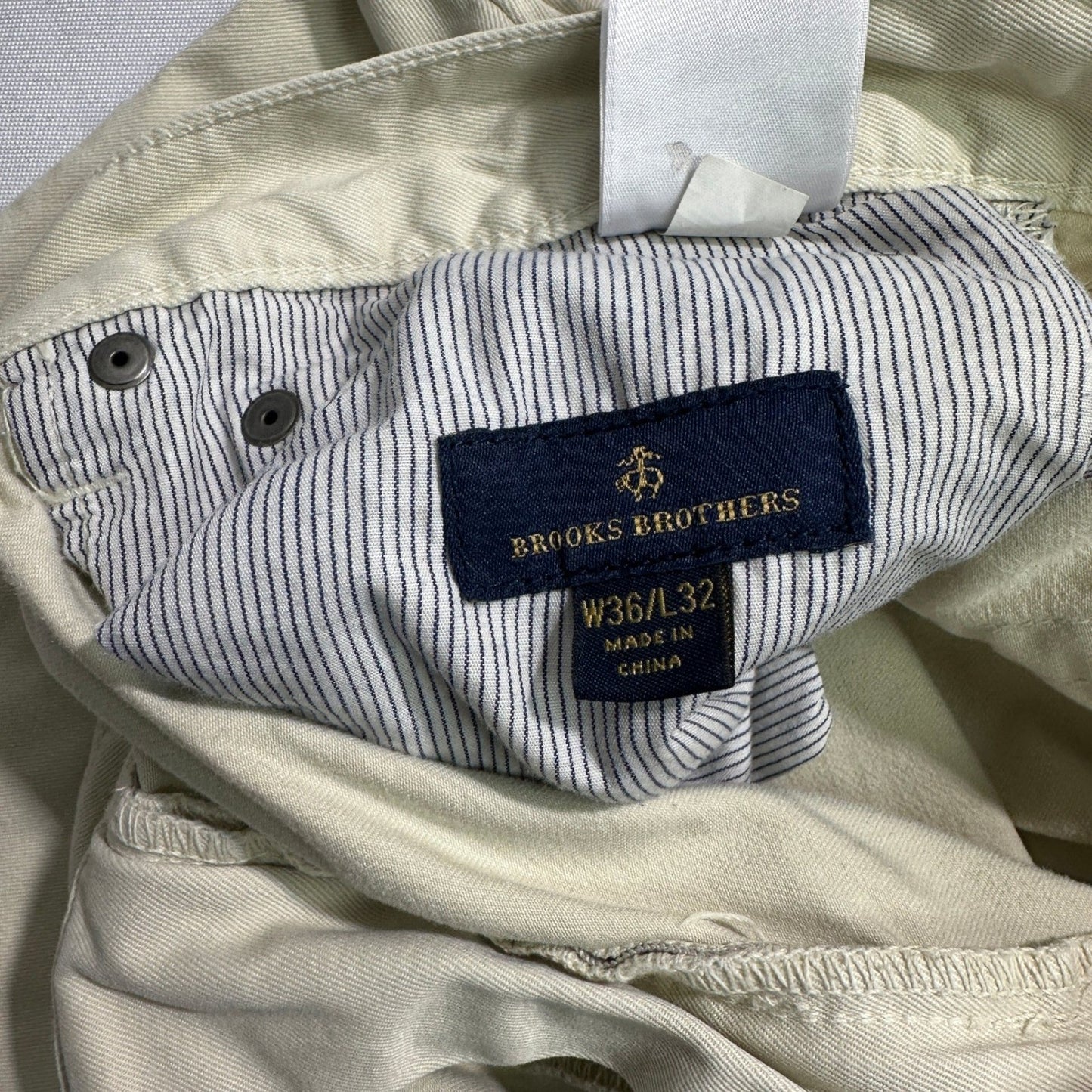Brooks Brothers Chino Pants 36x32 Cream Khaki Cargo Style Cotton Men