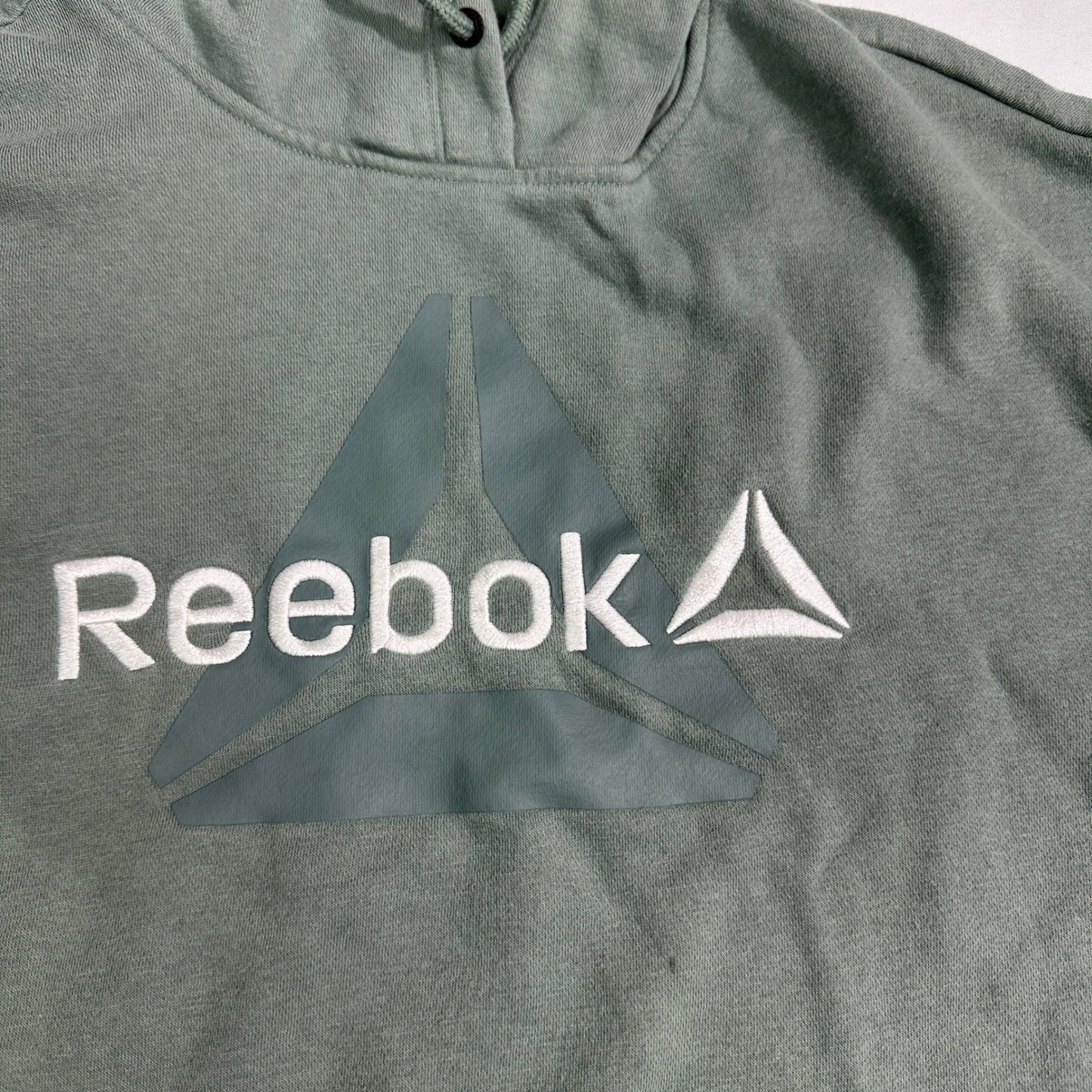 Reebok Pullover Hoodie Mens M Green Delta Logo Sweatshirt Athletic Streetwear