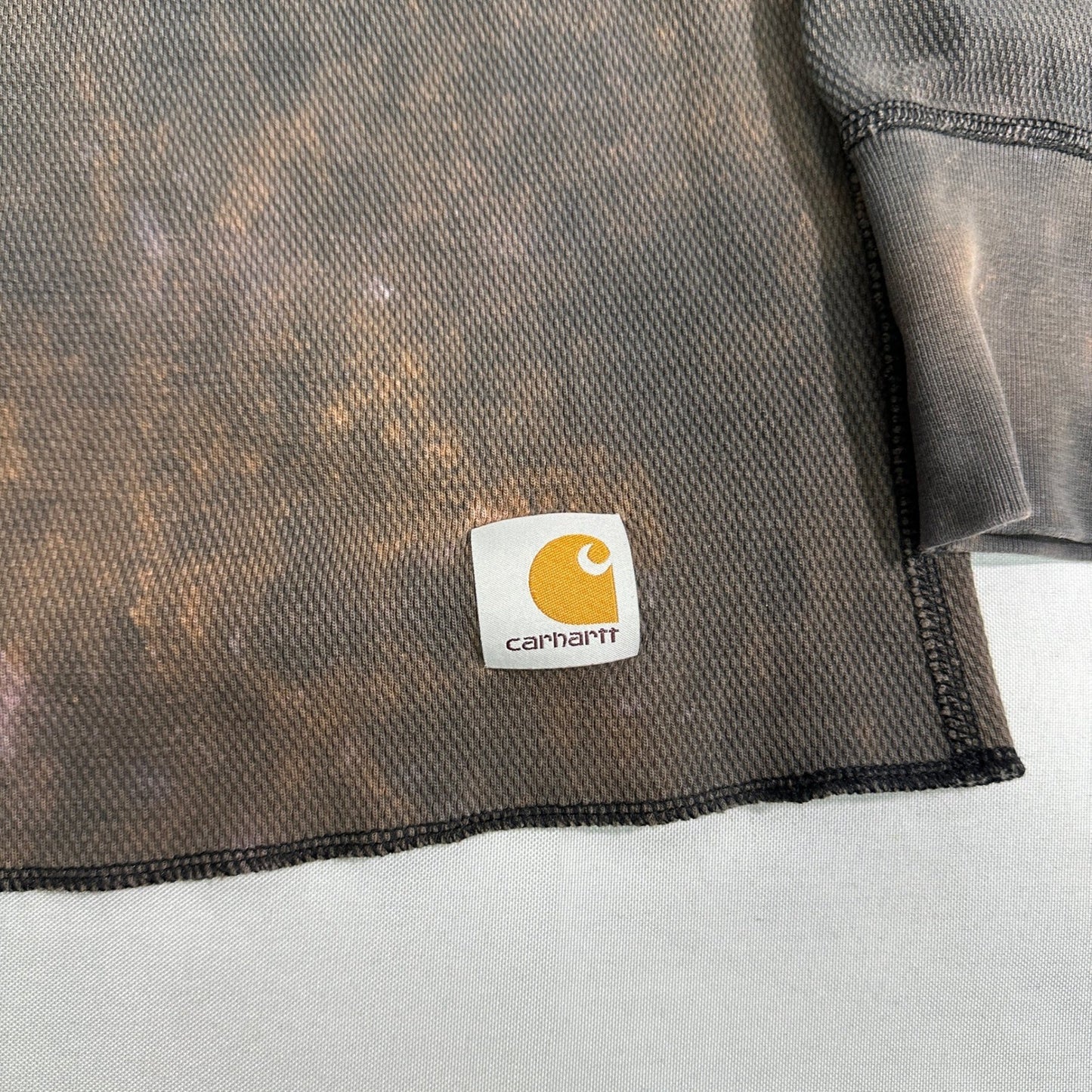 Carhartt Force Mens L Thermal Shirt Bleach Stained Distressed Worn Black Brown