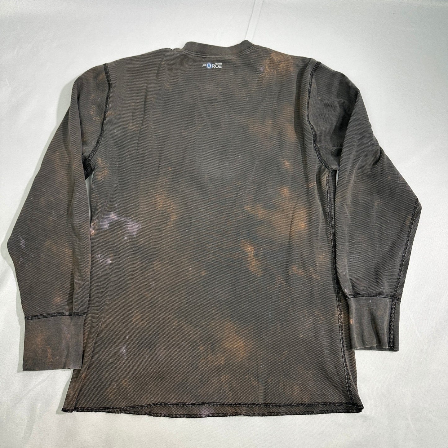 Carhartt Force Mens L Thermal Shirt Bleach Stained Distressed Worn Black Brown