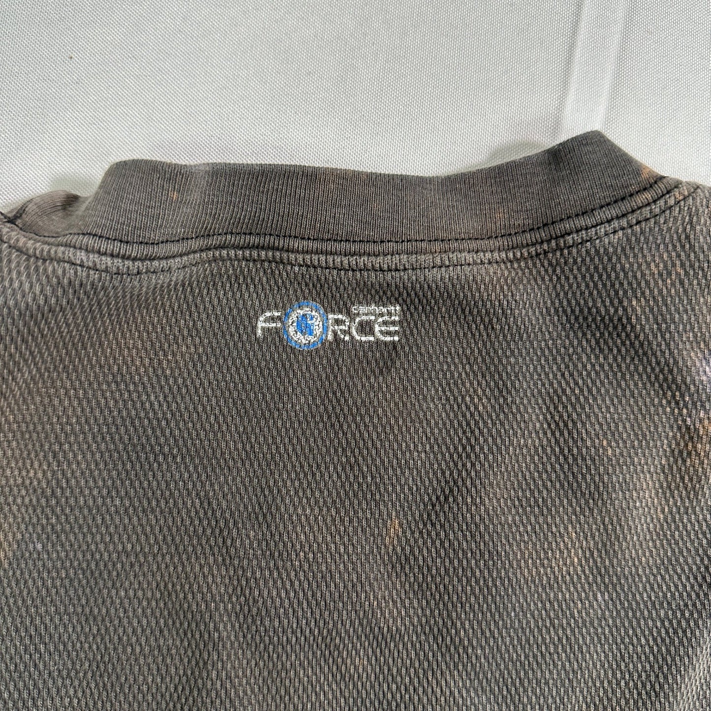 Carhartt Force Mens L Thermal Shirt Bleach Stained Distressed Worn Black Brown