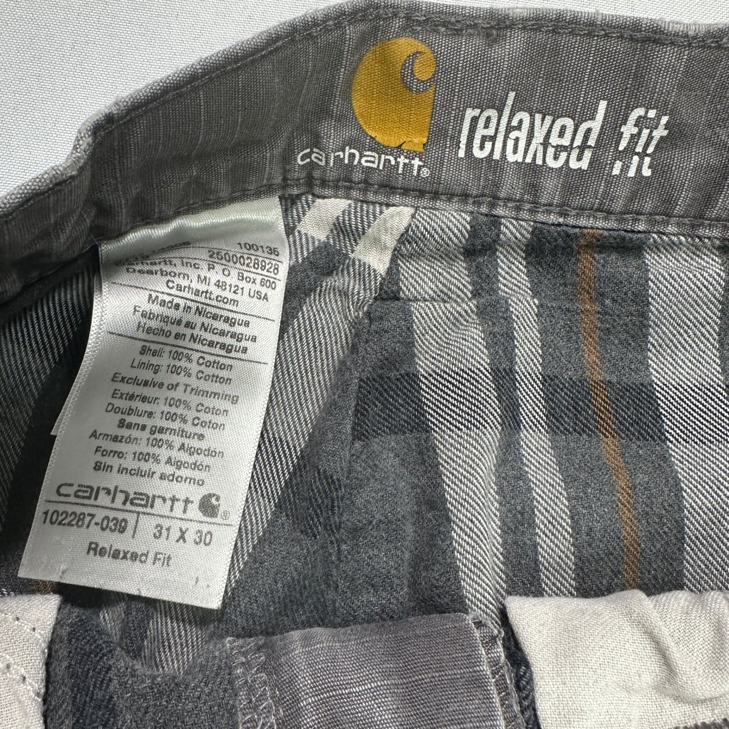 Carhartt Ripstop Cargo Pants Mens 31x30 Gray Distressed Thrashed Workwear Y2K