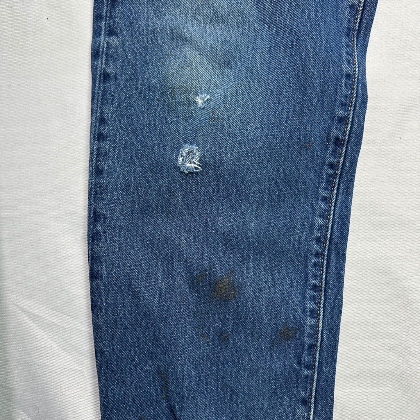 Levis 501 Original Fit Mens Blue Distressed Straight Leg Jeans W36 L36 501-0115
