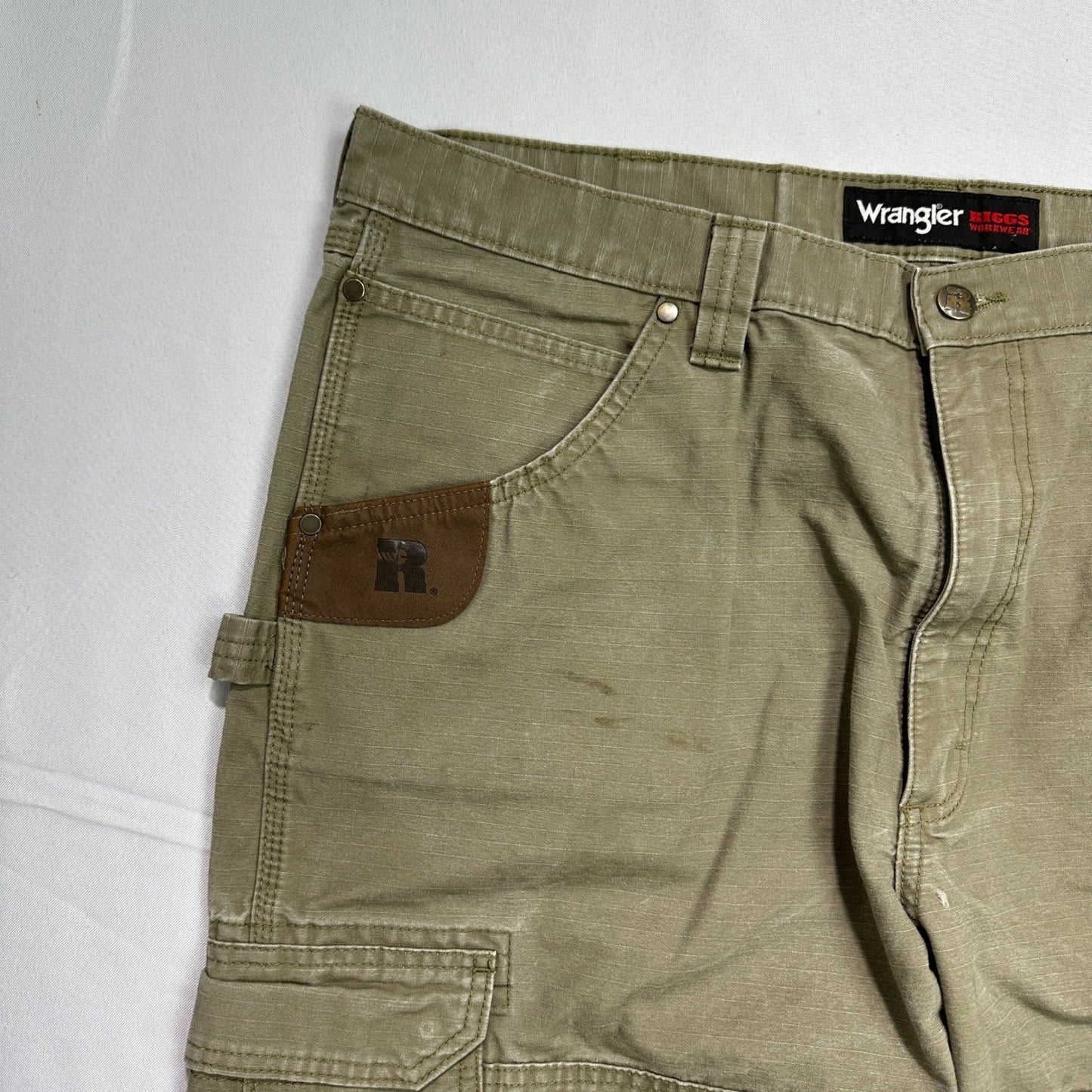 Wrangler Riggs Workwear Cargo Pants Mens 40x30 Green Utility Ripstop Rugged