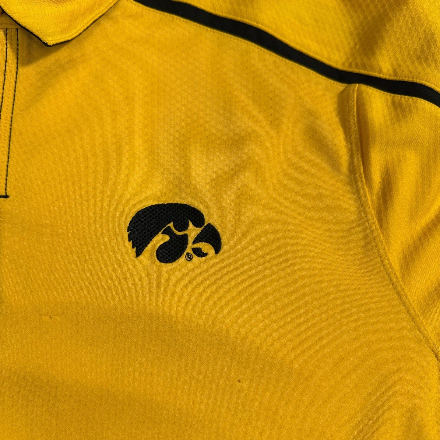 Nike Team Iowa Hawkeyes Polo Shirt Mens XL Gold Black Fit Dry NCAA Football